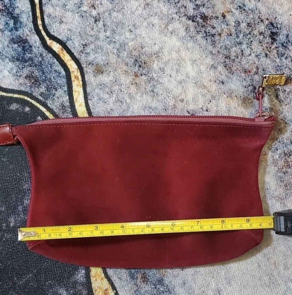 Loewe Burgundy Leather Suede Anagram Pouch